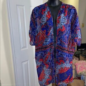 Nails at Play Paisley Kimono Robe - Red and Blue